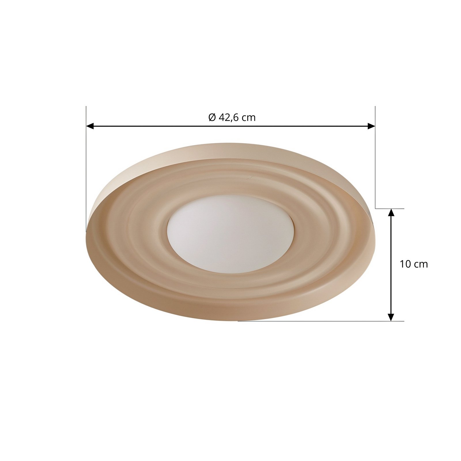 Lindby LED-Deckenleuchte Waves, beige, Ø 43 cm, Metall