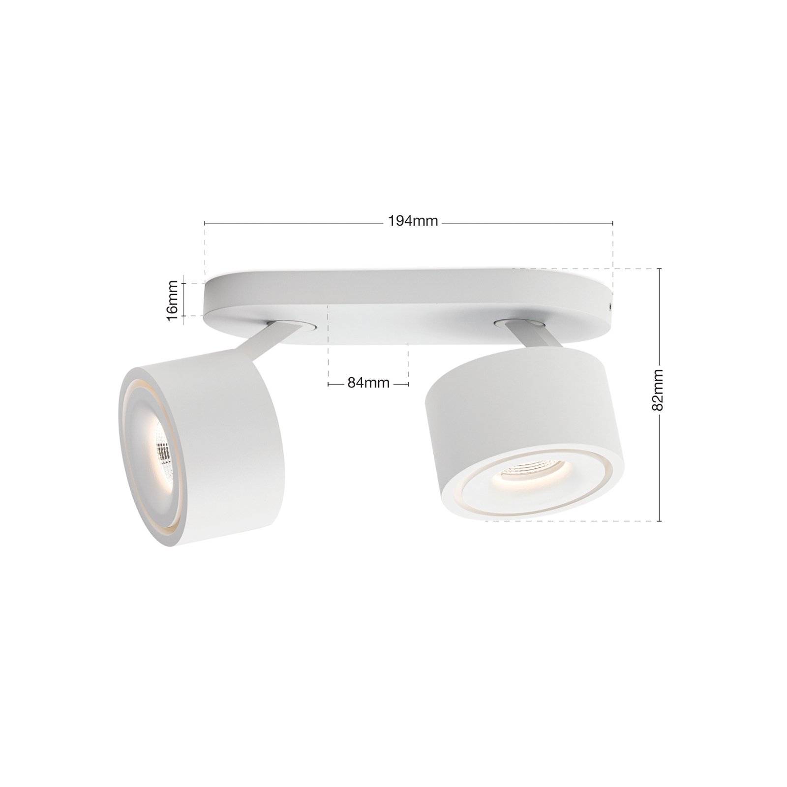 Projetor de teto LED Specter, branco, comprimento 19,4 cm, alumínio, 2