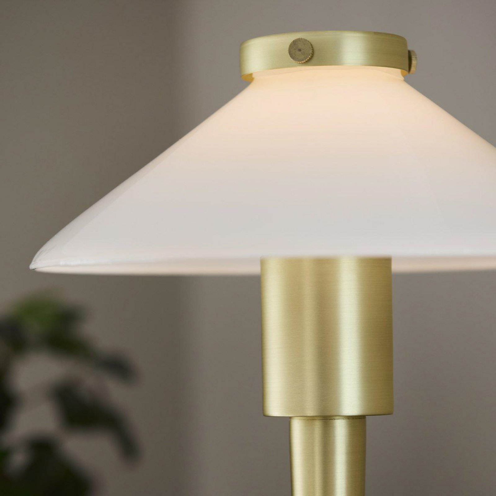 PR Home August table lamp, brass-coloured/opal, 34 cm, metal