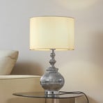 Lampa stołowa Lindby Loraine, biały/szary, szkło, Ø 33 cm, E27