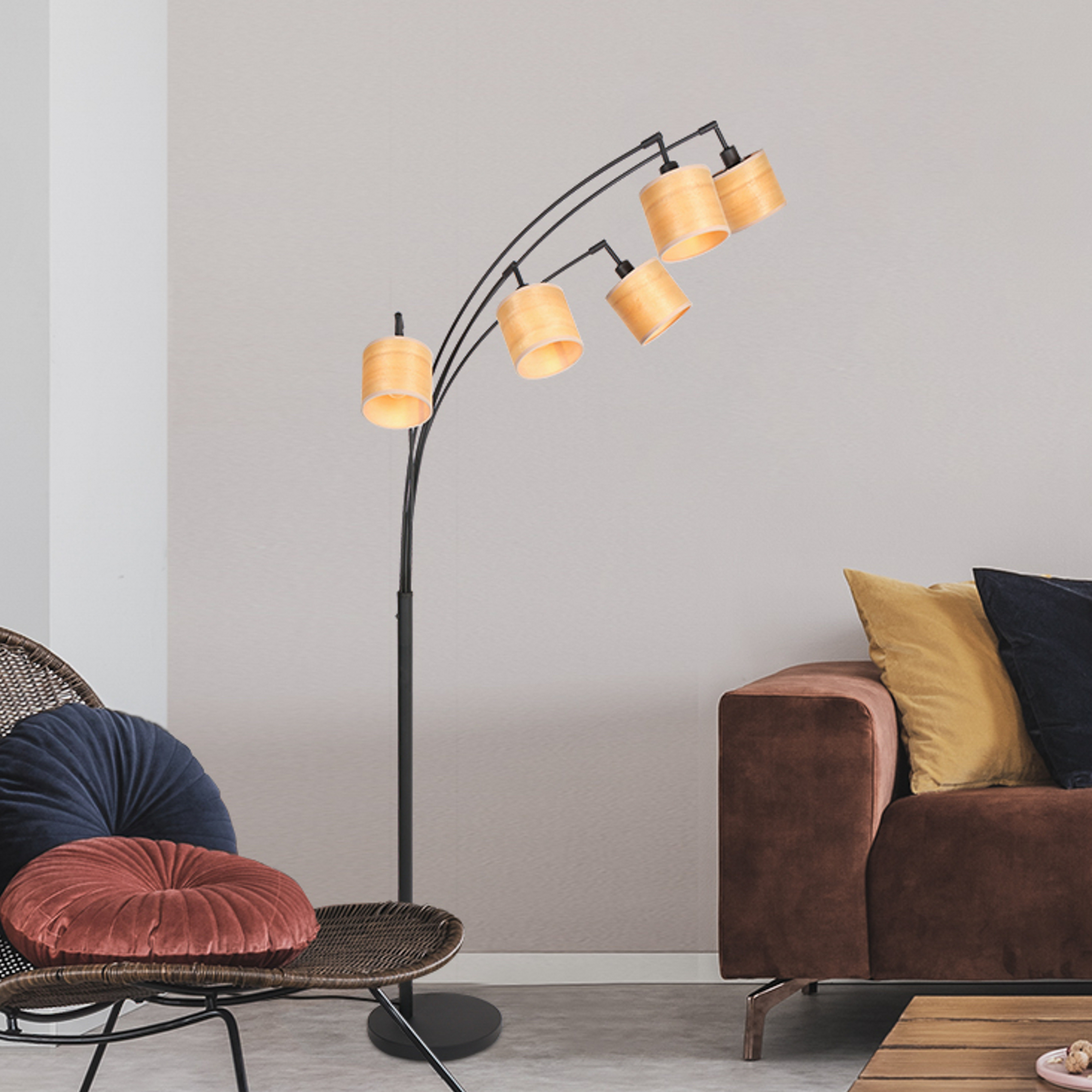 Stāvlampa bambusa, 5 liesmu