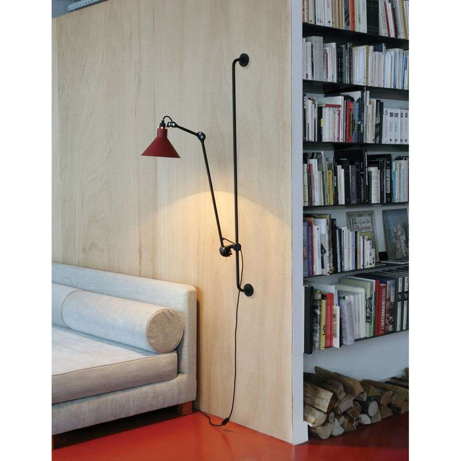 214 Applique da Parete Conic Nero/Rosso - Lampe Gras