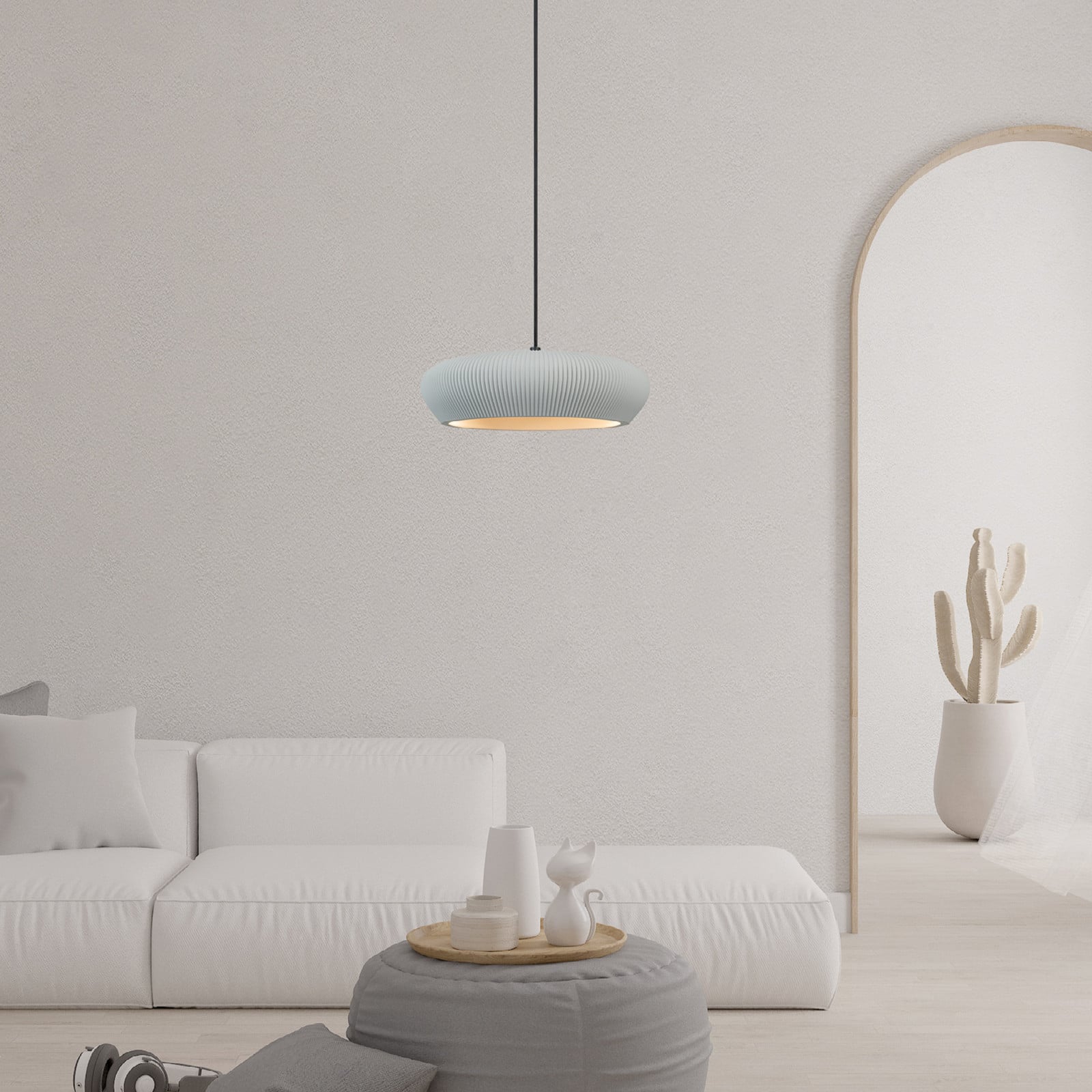 Zambelis Lampă suspendată 2592 gri Ø 29 cm ceramică G9 - Camera de zi / sufragerie - gri negru mat - Tencuială / Argilă