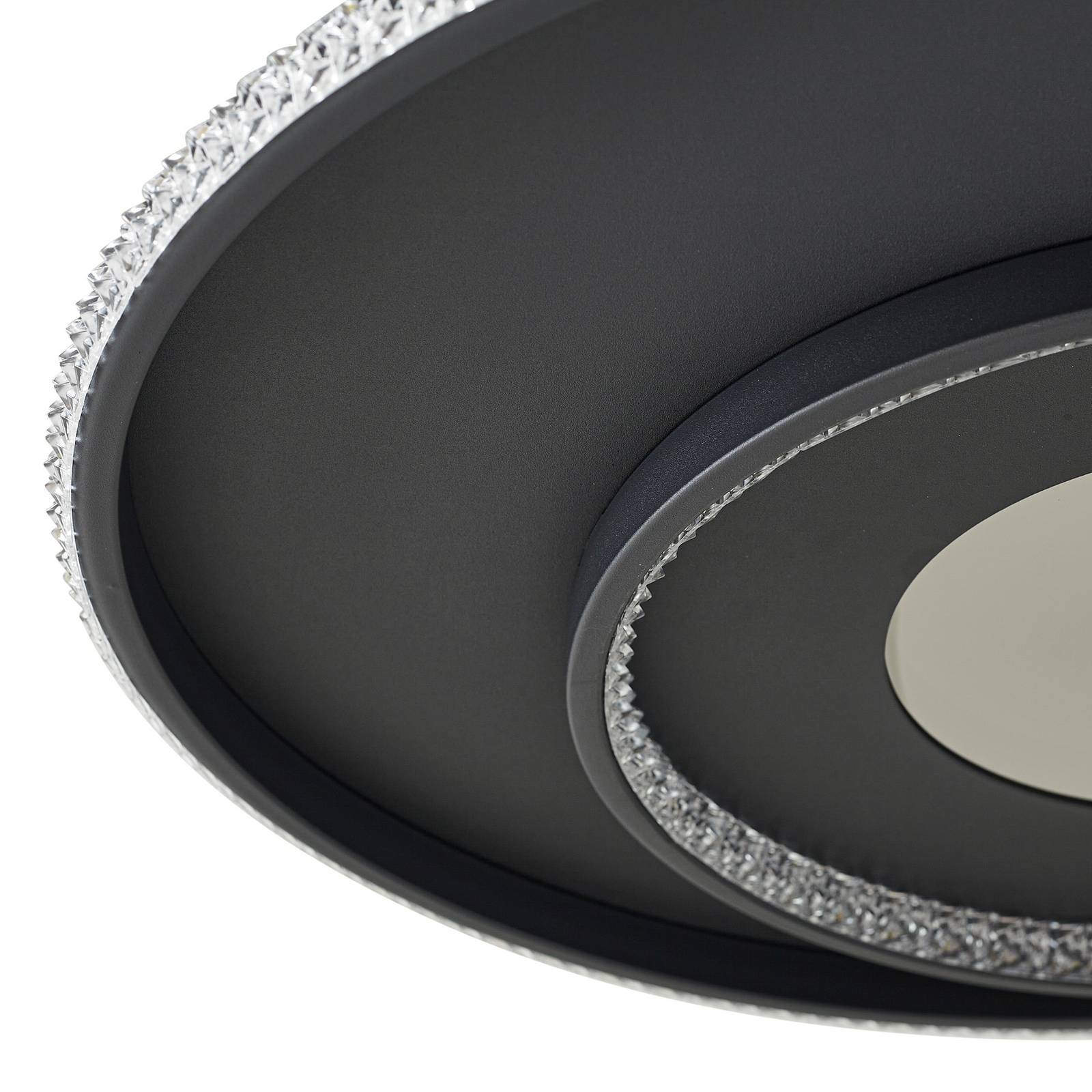 Lampa sufitowa LED Lindby Inessa, Ø 51 cm, czarna, CCT, ściemniany