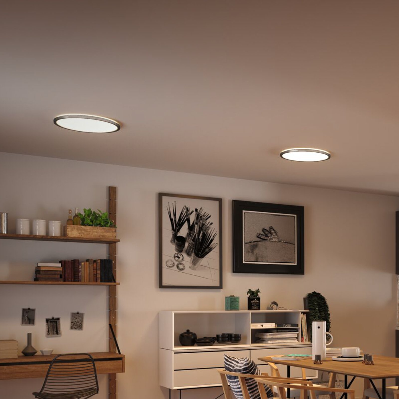Atria Shine LED paneel, dimbaar, chroom, Ø 42 cm - Paulmann