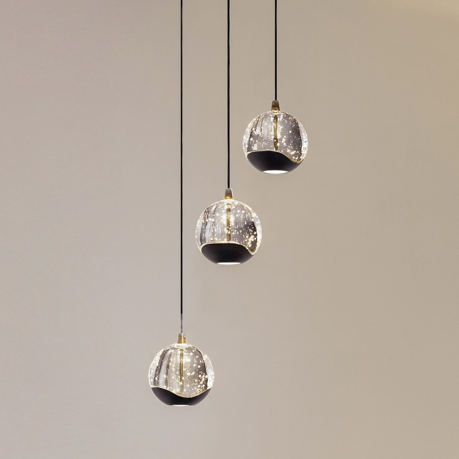 Hayley LED-Pendelleuchte dreiflammig schwarz Glas - Lucande