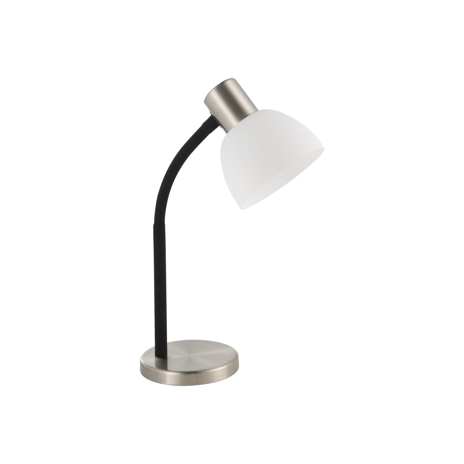 Lampada da tavolo Macere, nichel/bianco