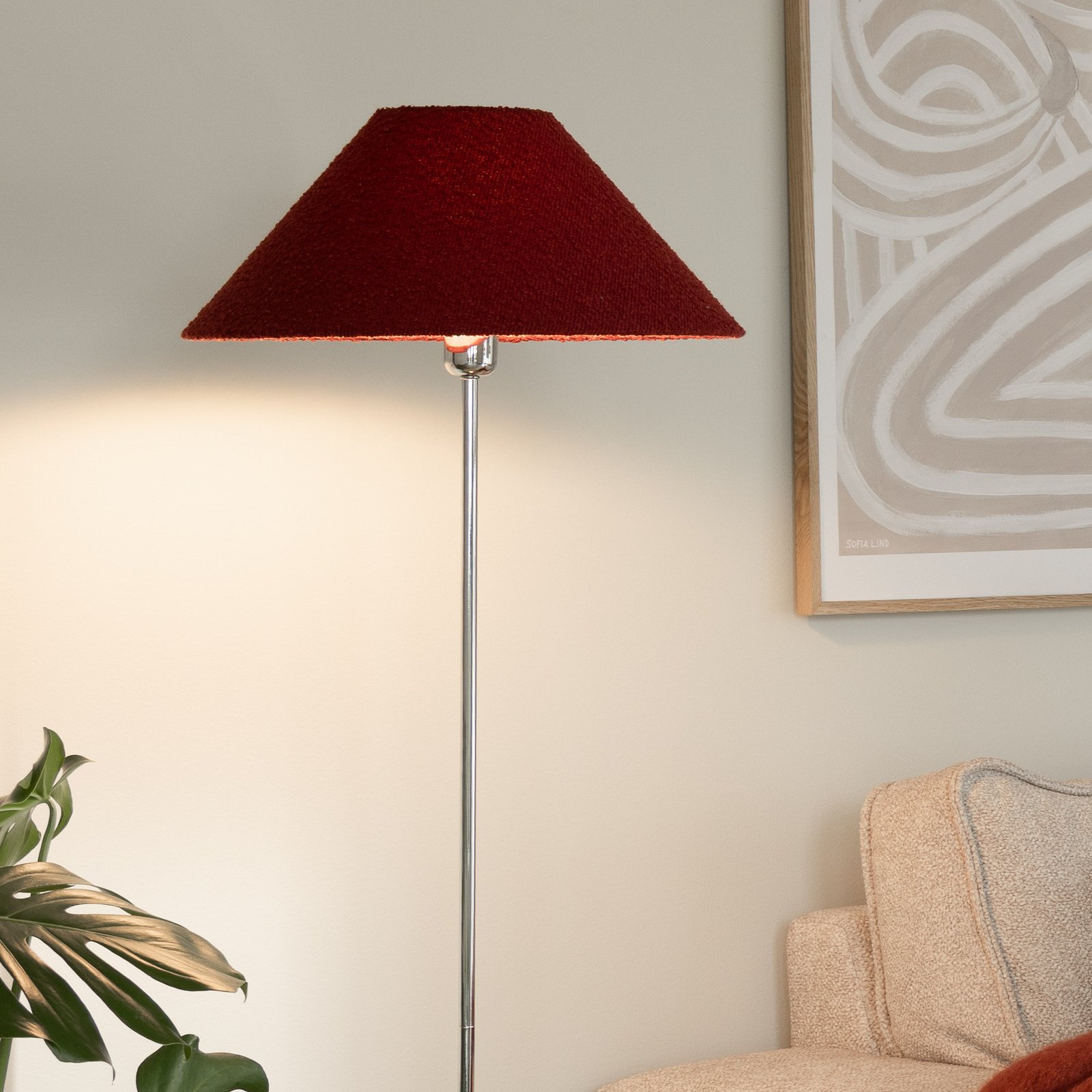 Iris Stehleuchte rot/chrome Textil Ø 45 cm - Globen Lighting Iris Stehleuchte rot/chrome Textil Ø 45 cm - Globen Lighting