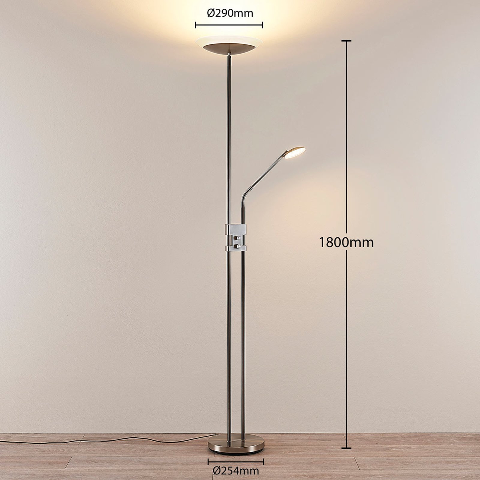 Jonne LED Stehleuchte Satin Nickel - Lindby