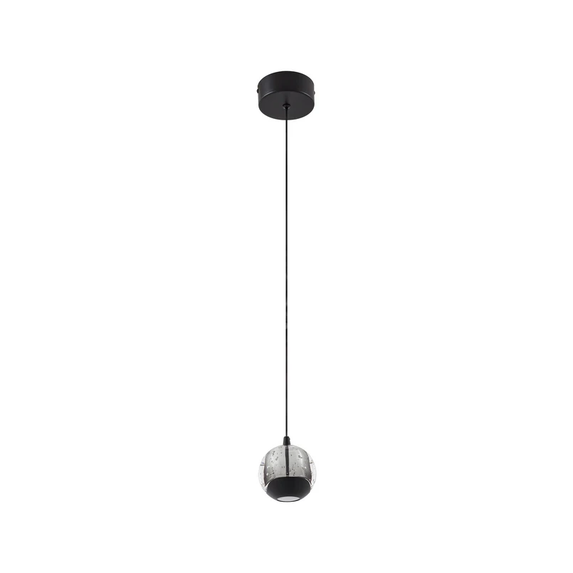 Lucande - Hayley LED pendant light, 1-bulb, black glass