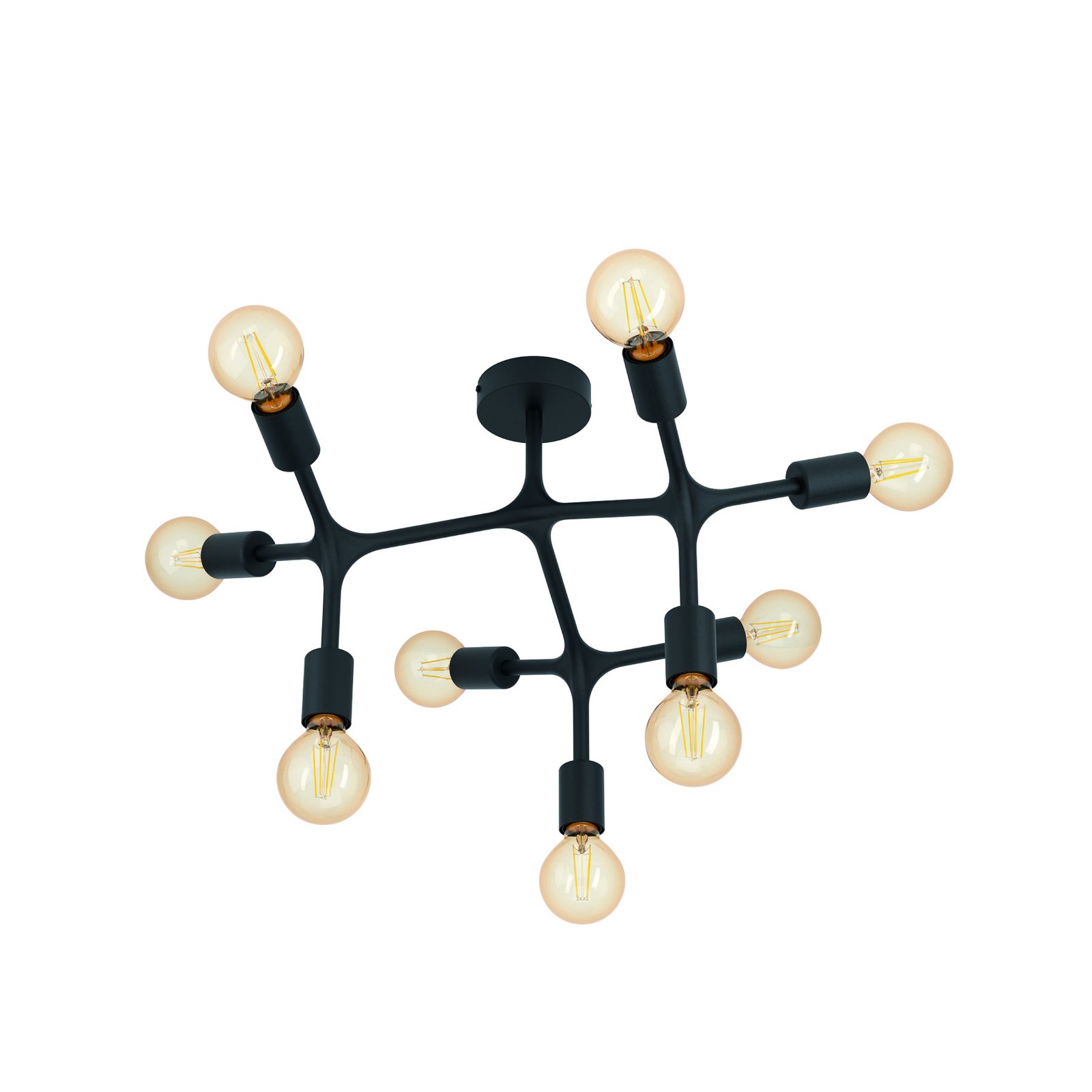 Taklampa Bocadella 1 i svart, 9 lampor Taklampa Bocadella 1 i svart, 9 lampor