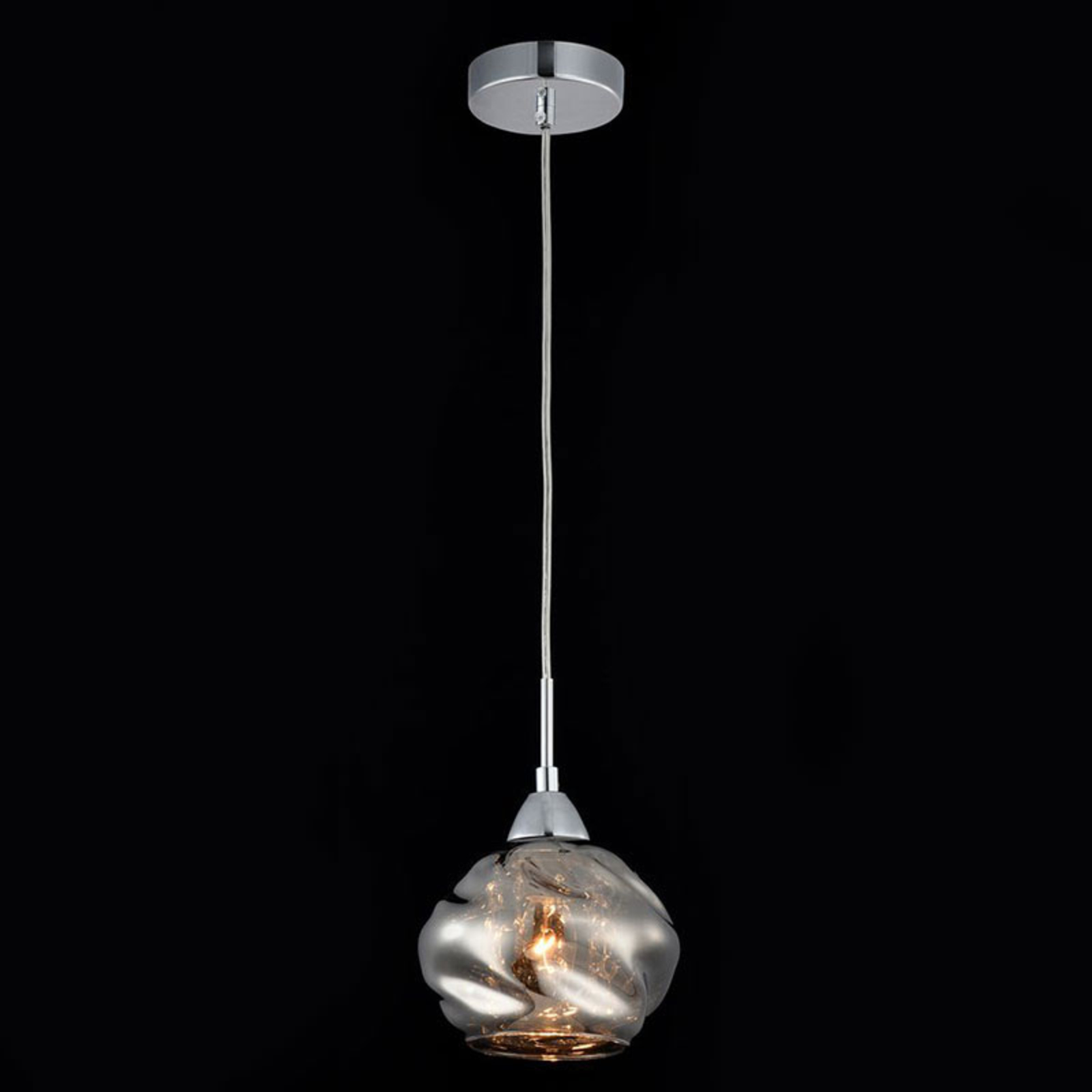 Maytoni Smoky grey Haze glass hanging light with crystals, for Living / Dining Room, metal, glass, crystal, E14, 60 W, energy efficiency: A++, H: 16 cm