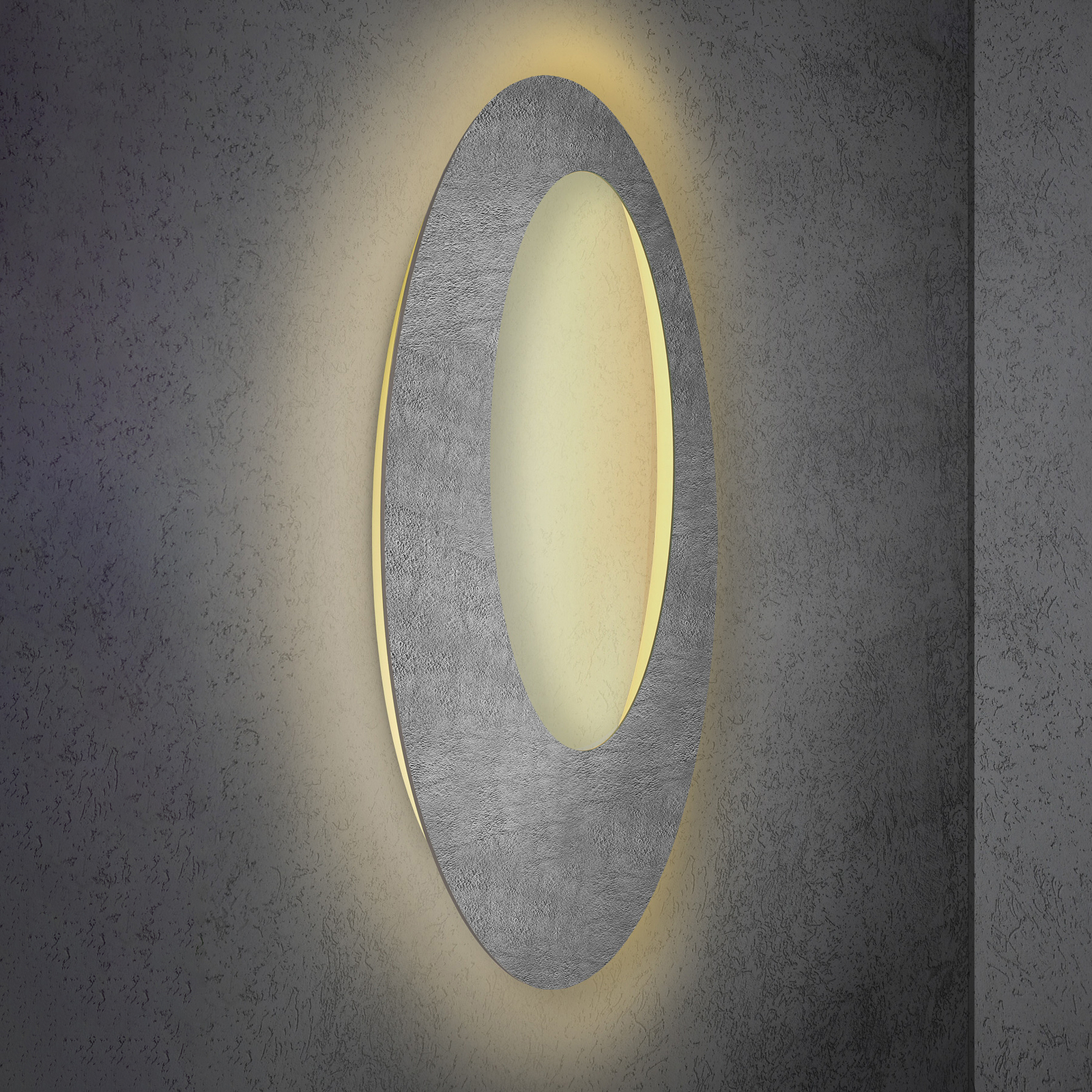 Escale Blade Open LED-vägglampa, betong, Ø 95 cm