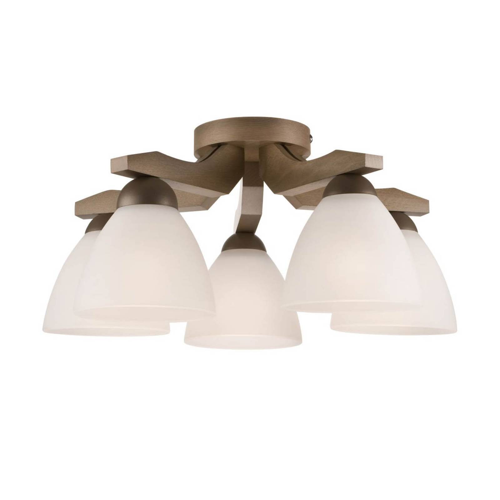 Plafondlamp Haro, eiken Sonoma/wit, 5-lamps