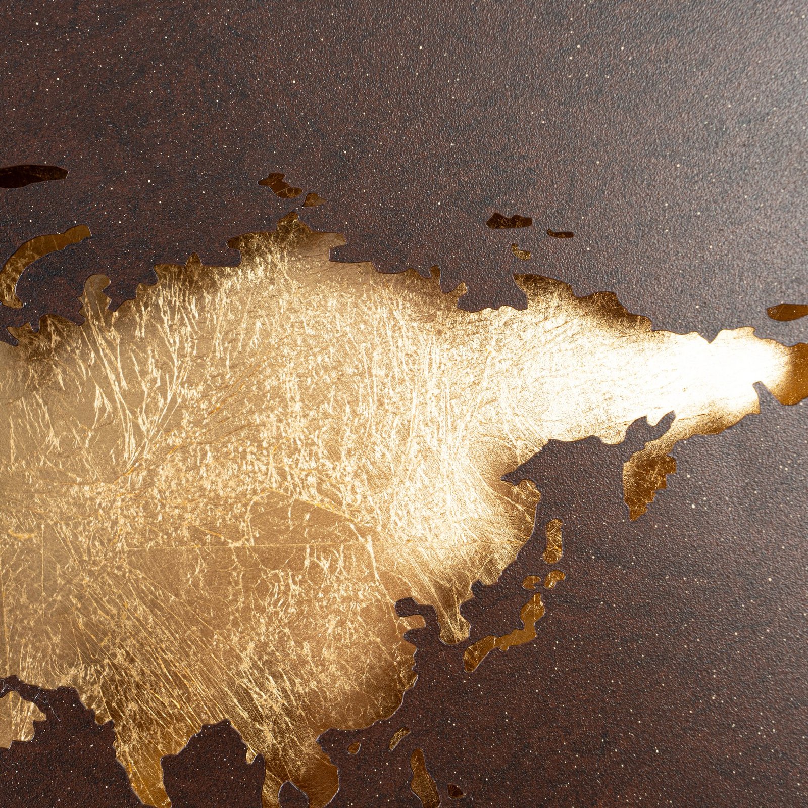 Applique a LED World, ruggine/oro, 60 cm x 30 cm - Lucande Applique a LED World, ruggine/oro, 60 cm x 30 cm - Lucande