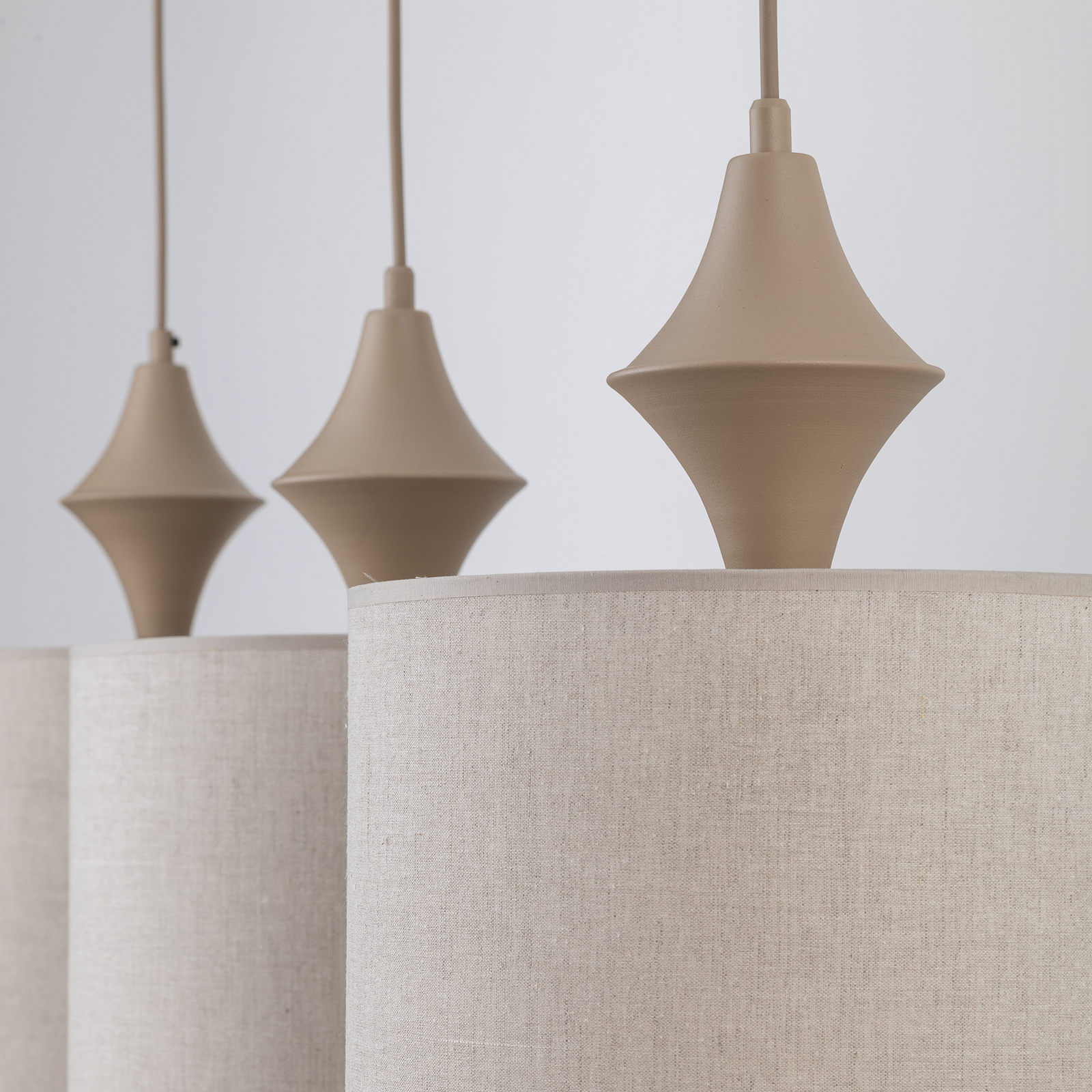 Hänglampa Amura, 3 lampor, 105 cm lång, beige/sand, E27