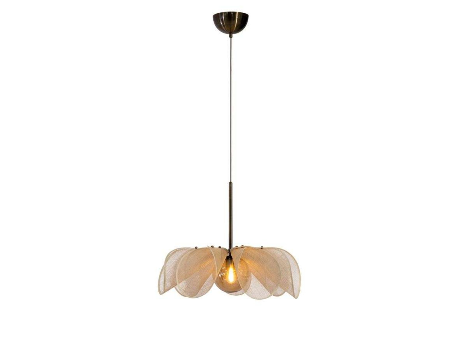 Hanglamp Styrka, Ø 63 cm, messing/beige, bananenvezel