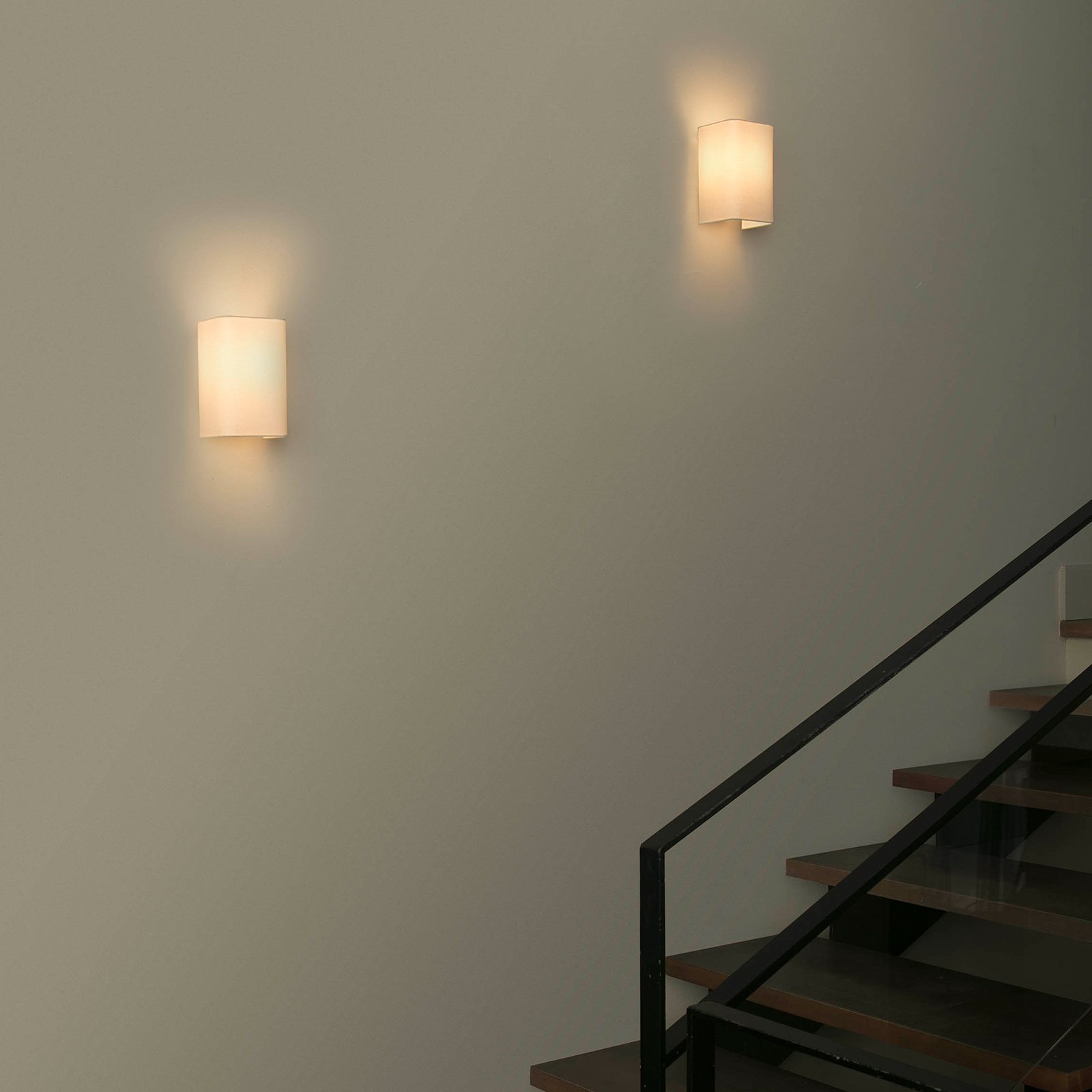 Cotton wall light, angular, 20 x 12 cm, beige