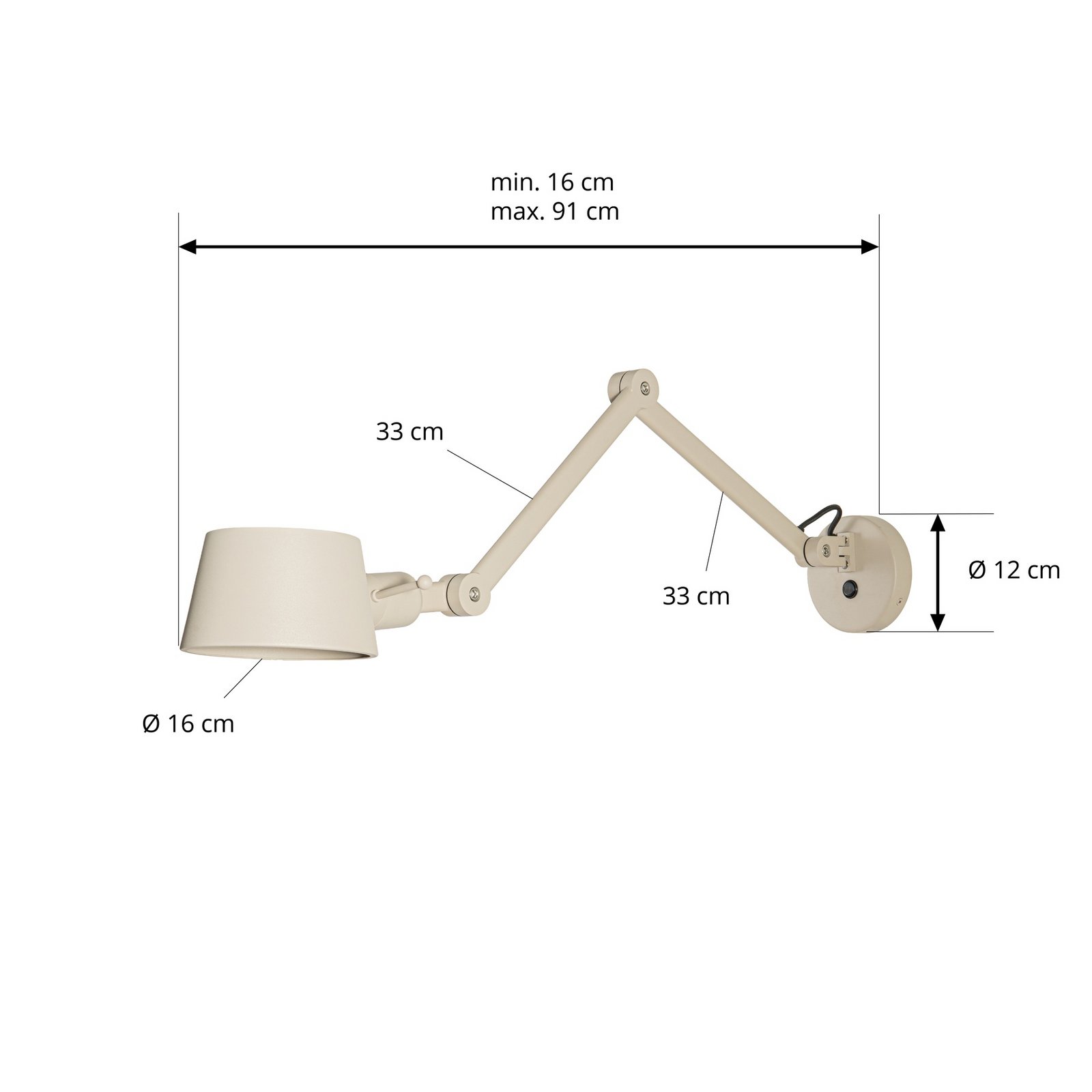 Applique Lucande Silka, 91 cm, beige, regolabile, E27
