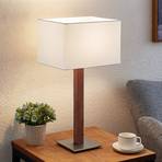 Lucande Larkira lámpara mesa textil angular blanco