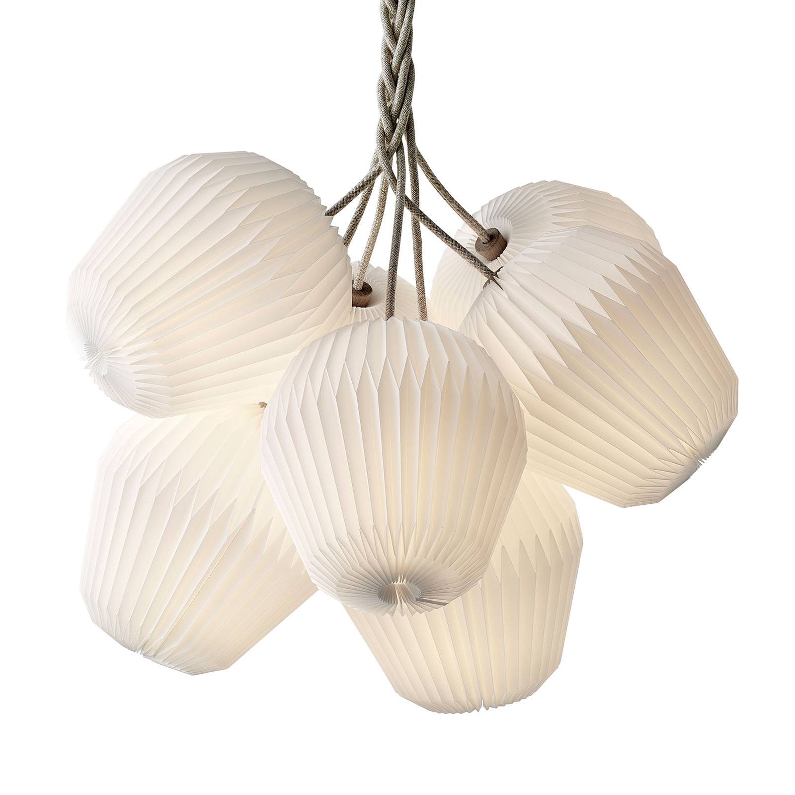 Le Klint LE KLINT The Bouquet hanging light 7-bulb Ø 120 cm, for Living / Dining Room, oak wood, linen, paper, E14, 4 W, H: 120 cm