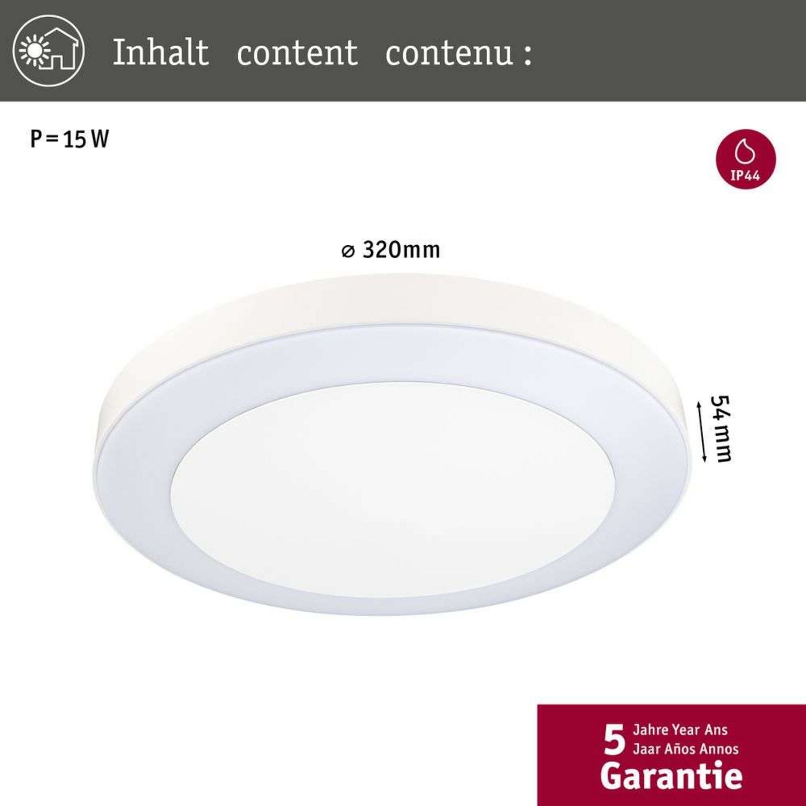 Circula Plafonieră de Exterior w/Sensor SWR IP44 Alb - Paulmann