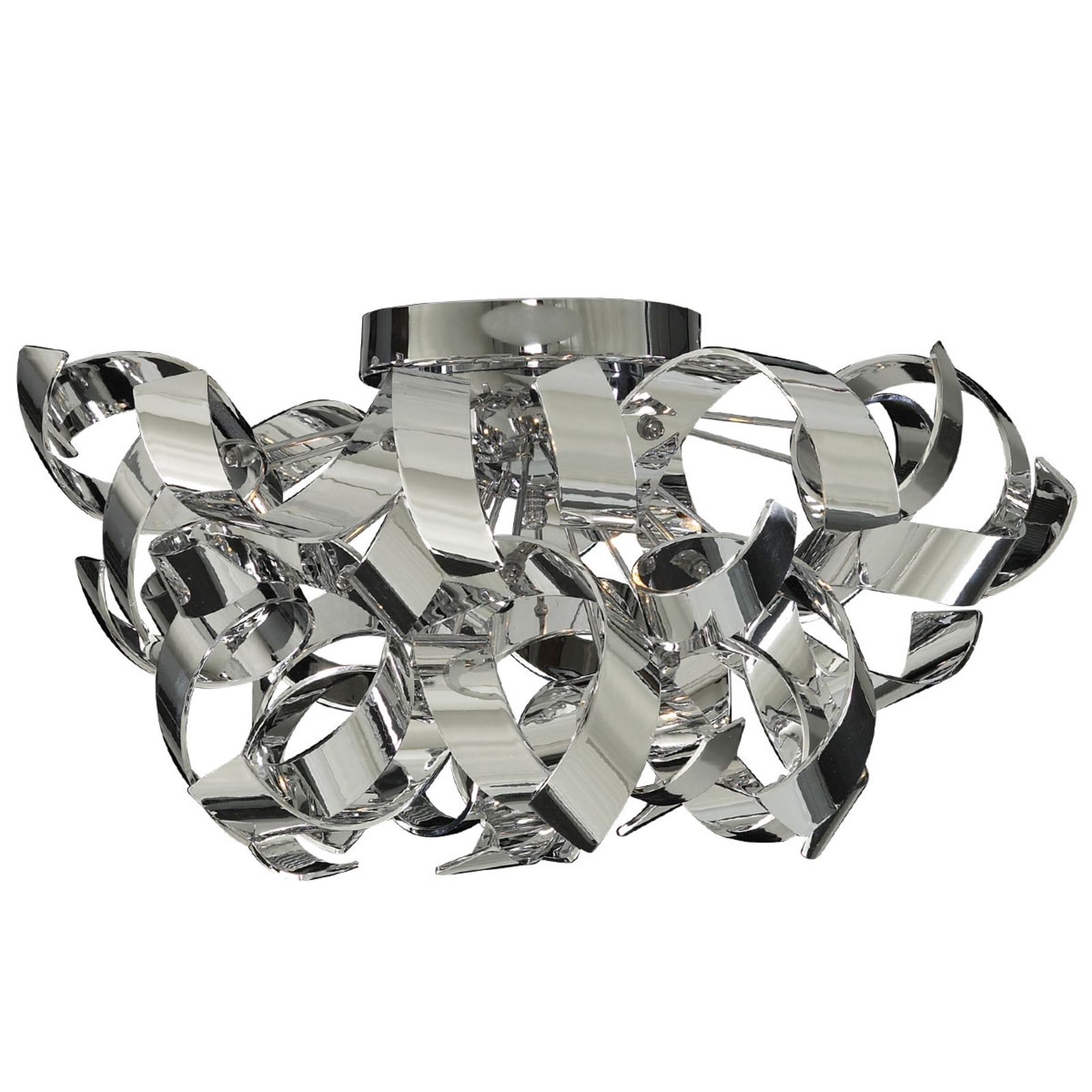 Searchlight Chrome-coloured Curls ceiling lamp, curly design, for Living / Dining Room, metal, acrylic, G9, 7 W, energy efficiency: A++, H: 27 cm