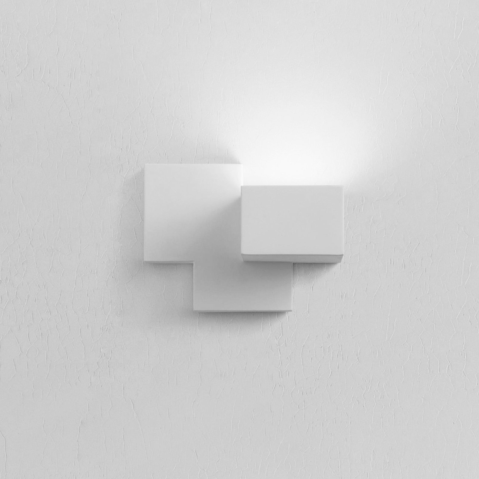 Side wall light, 22 cm wide, white, plaster, GX53