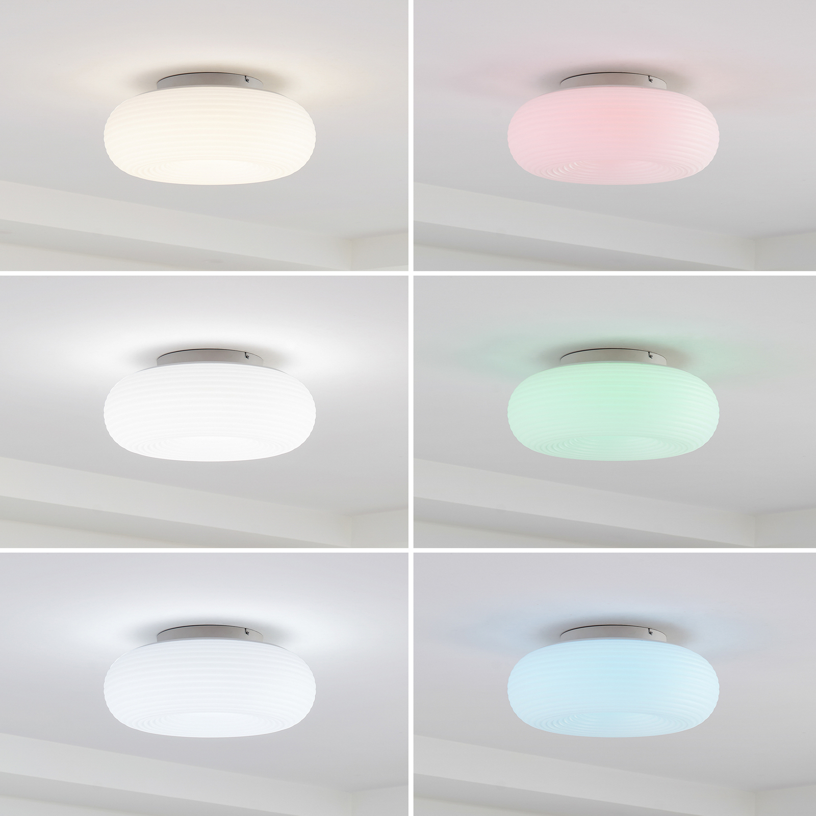 Lucande Smart Plafonnier LED Bolti, blanc, RGBW, CCT, Tuya