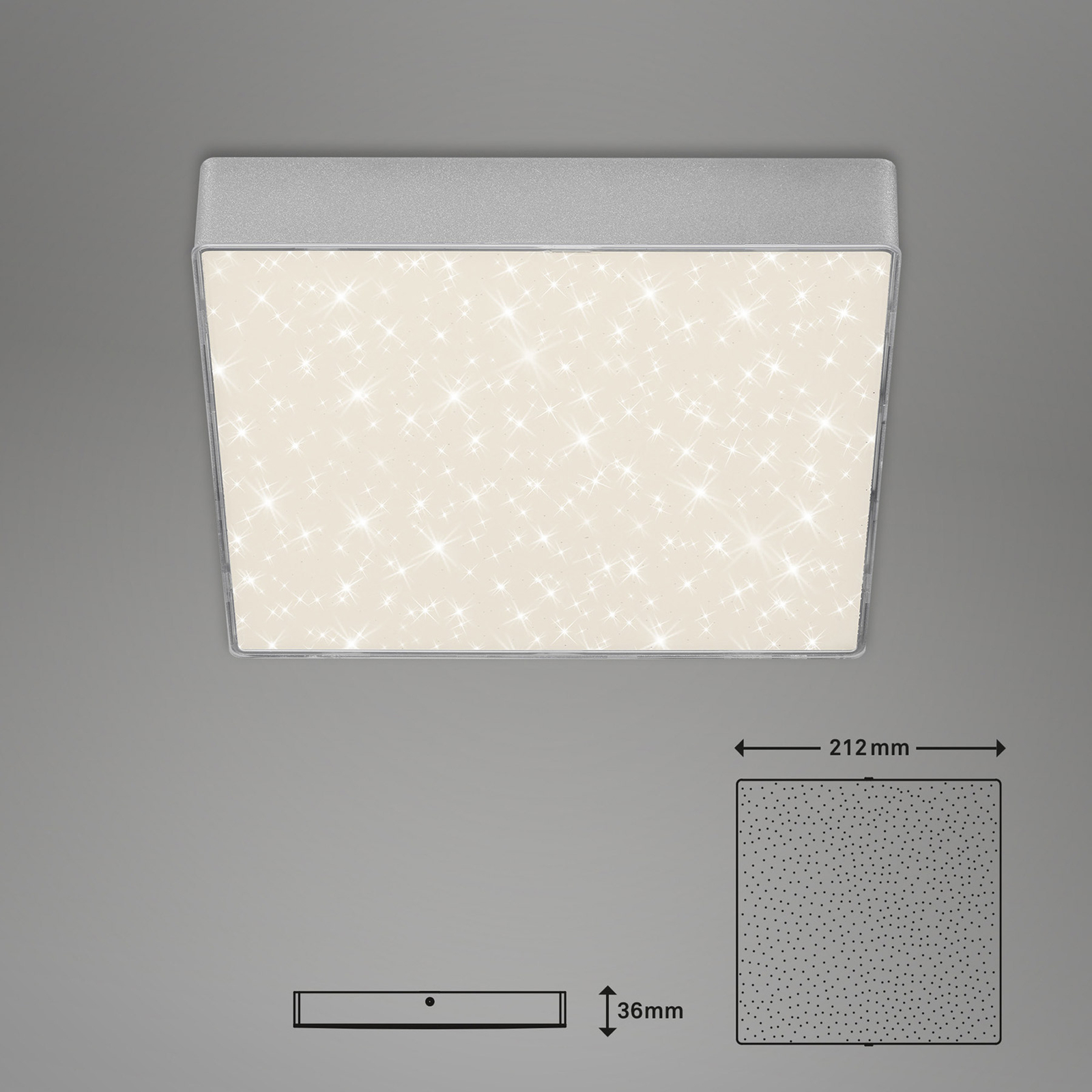 LED plafondlamp Flame Star, 21,2 x 21,2 cm zilver