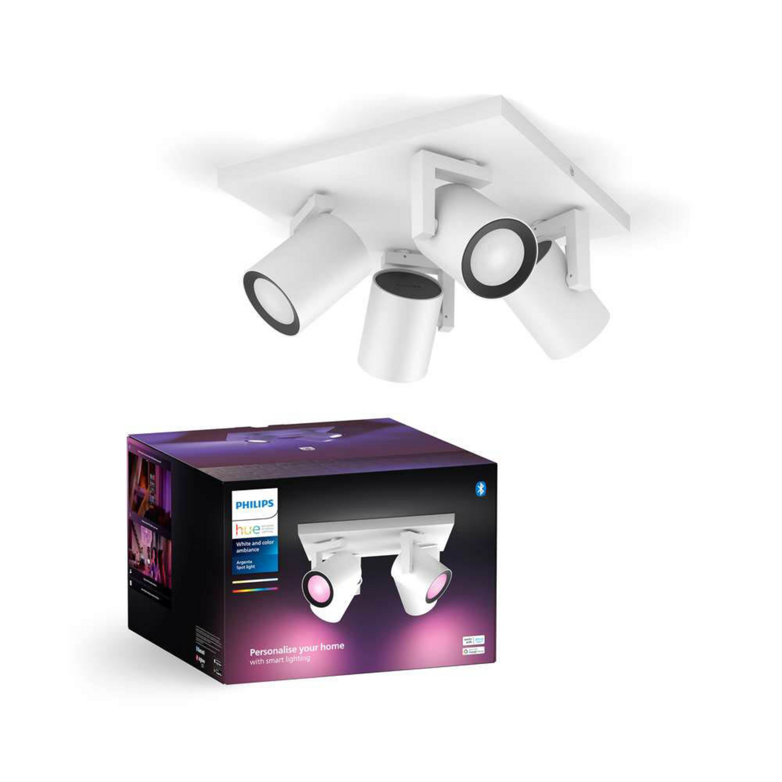 Argenta Spot White 4 pcs. Bluetooth White/Color Amb. - Philips Hue