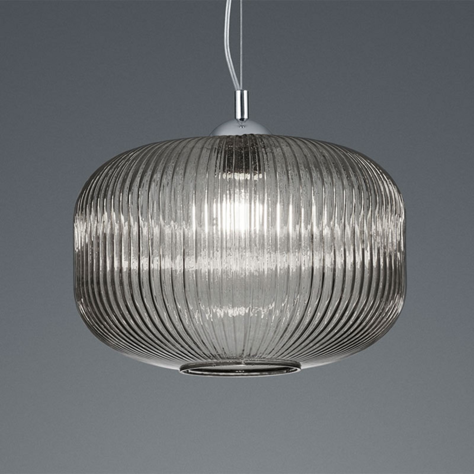 Reality Leuchten Kilian pendant light, glass lampshade, smoky grey, for Living / Dining Room, metal, glass, E27, 42 W, energy efficiency: A++