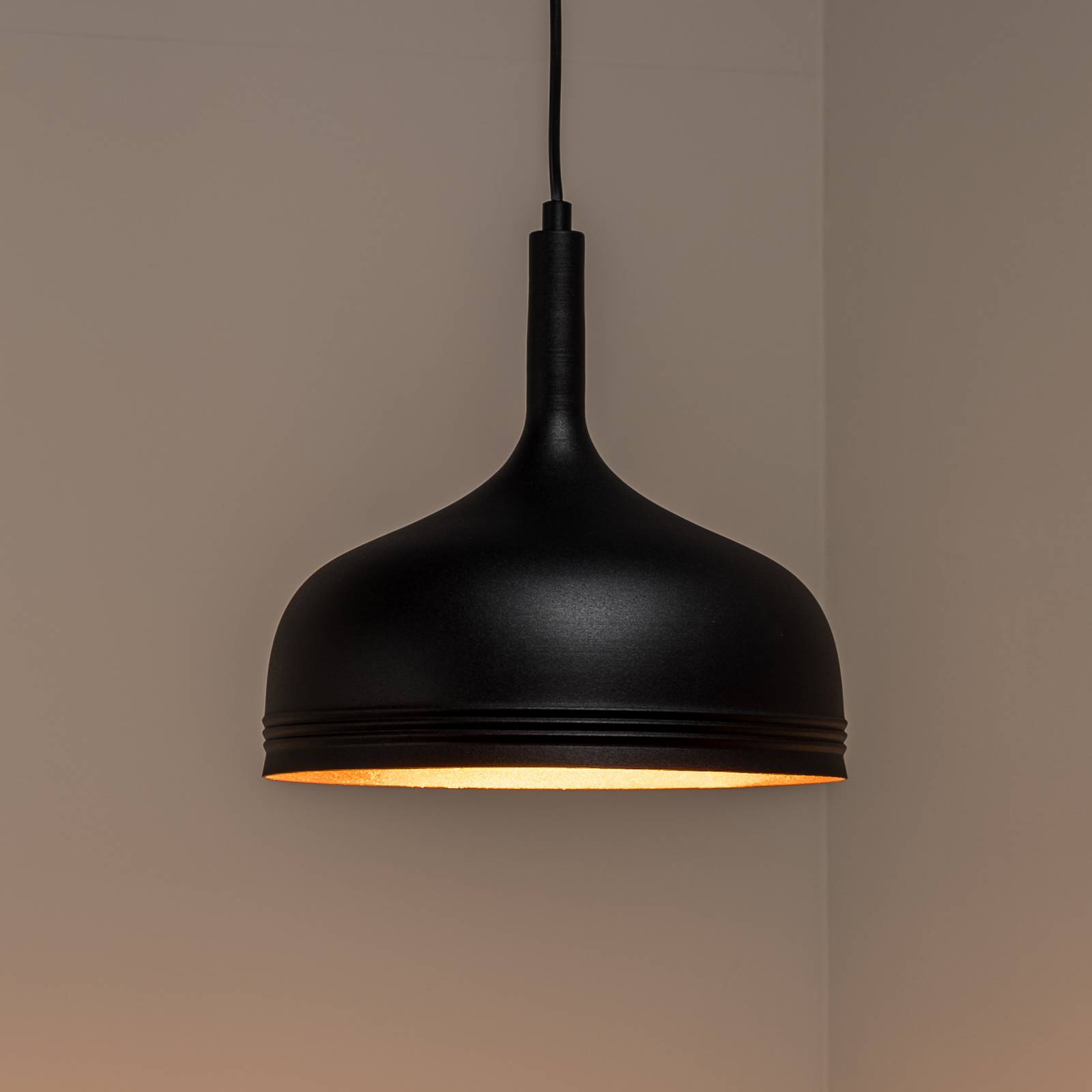 Lampa wisząca Berceste 187BLACK-S, czarna, metal, Ø 30 cm