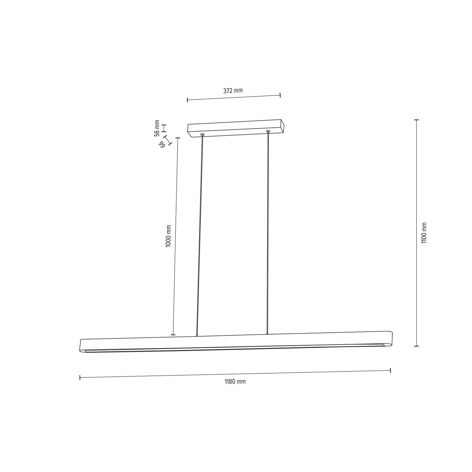 Envostar Lineo LED suspendat cu lumină pin gri 118cm