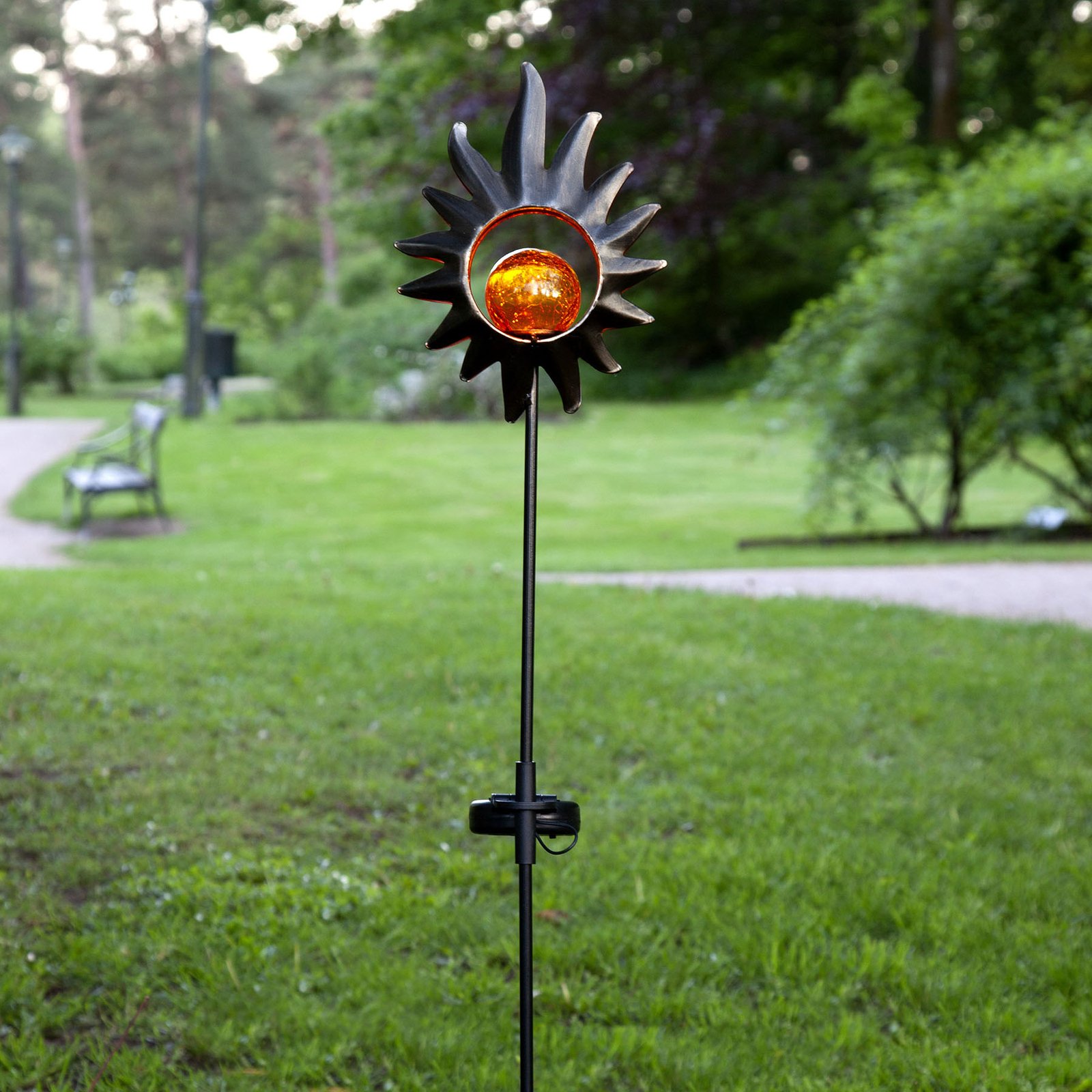 Best Season Melilla LED solar light, sun, glass sphere, metal, glass, 0.06 W, energy efficiency: A+, L: 17 cm, W: 6 cm, H: 84 cm