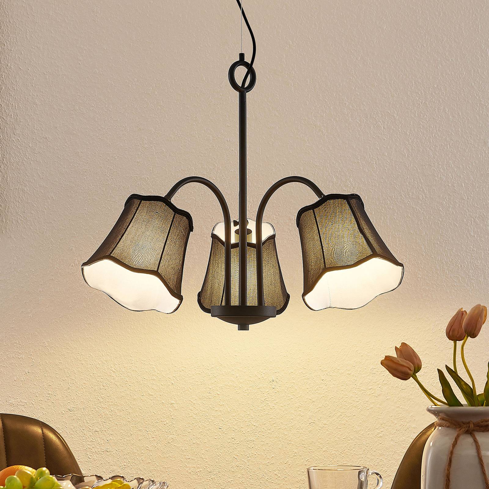 Photos - Chandelier / Lamp Lucande Binta hanging lamp, three-bulb, black 