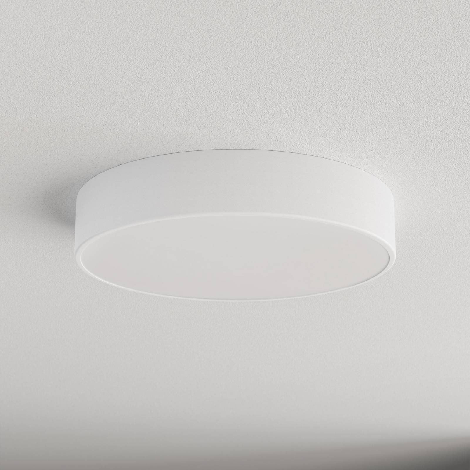 Lampa sufitowa Cleo 400, biała, czujnik, IP54, Ø 40 cm, metal