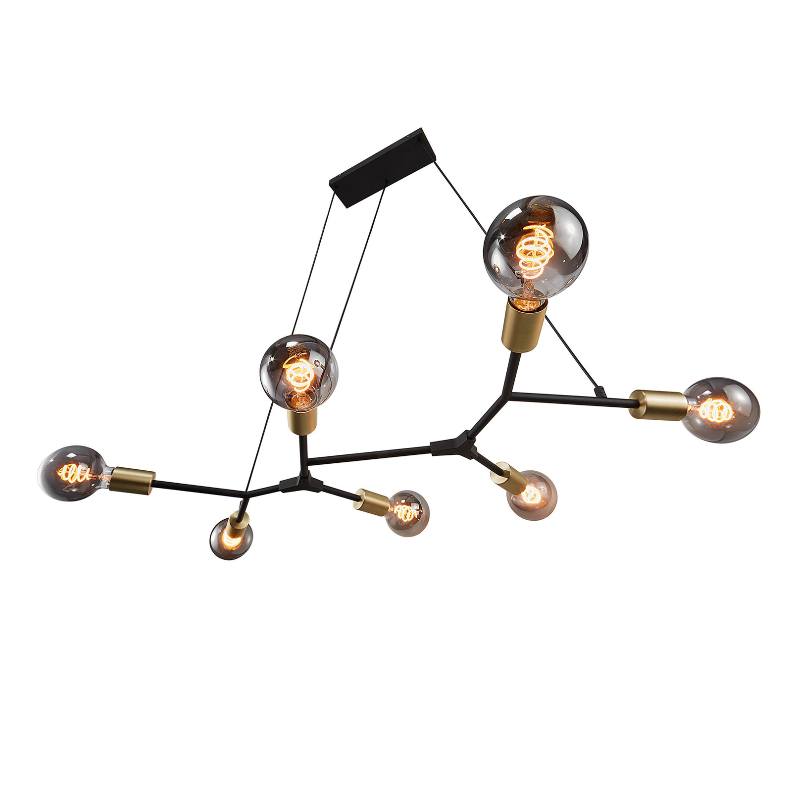 Hanglamp Josefine in zwart, 7-lamps