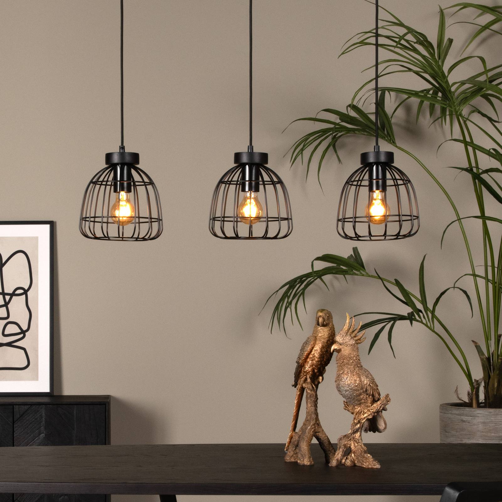 Photos - Chandelier / Lamp Lucide Filox pendant light, black, 3-bulb, oblong 