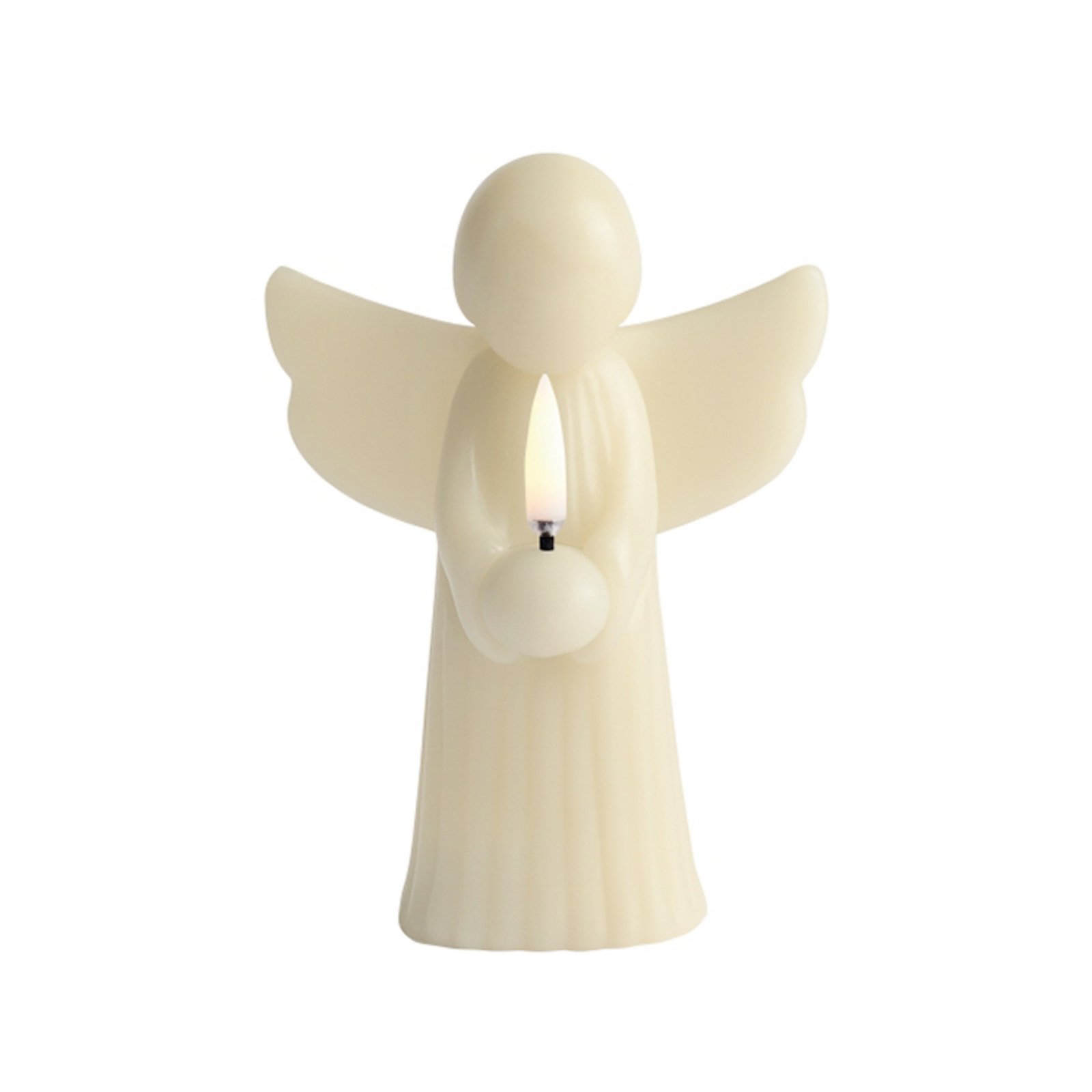 Candela LED ANGEL, color crema, cera, altezza 16 cm - Uyuni Lighting