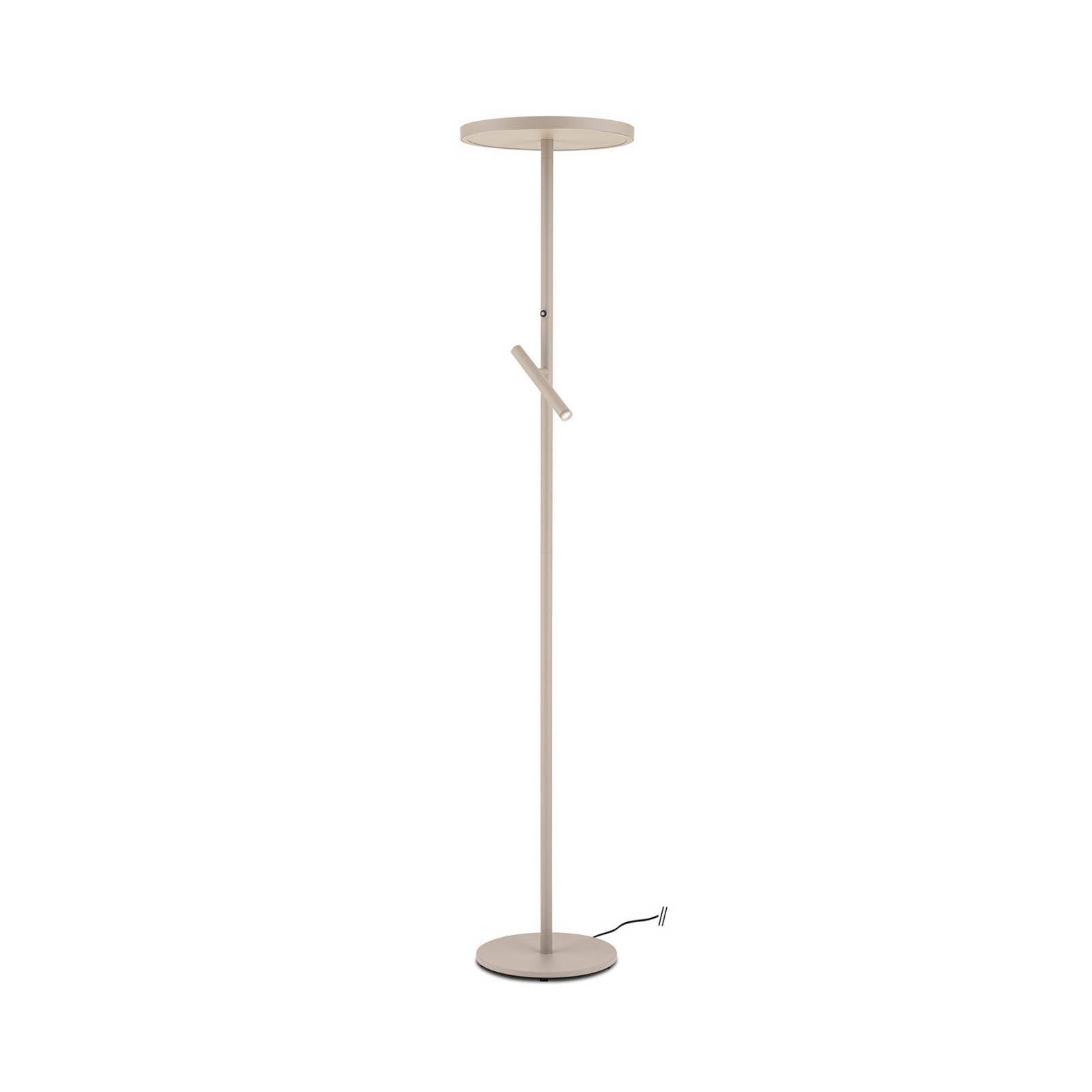 LED-Stehleuchte Teide, khaki, Metall, Leselampe, Dimmer