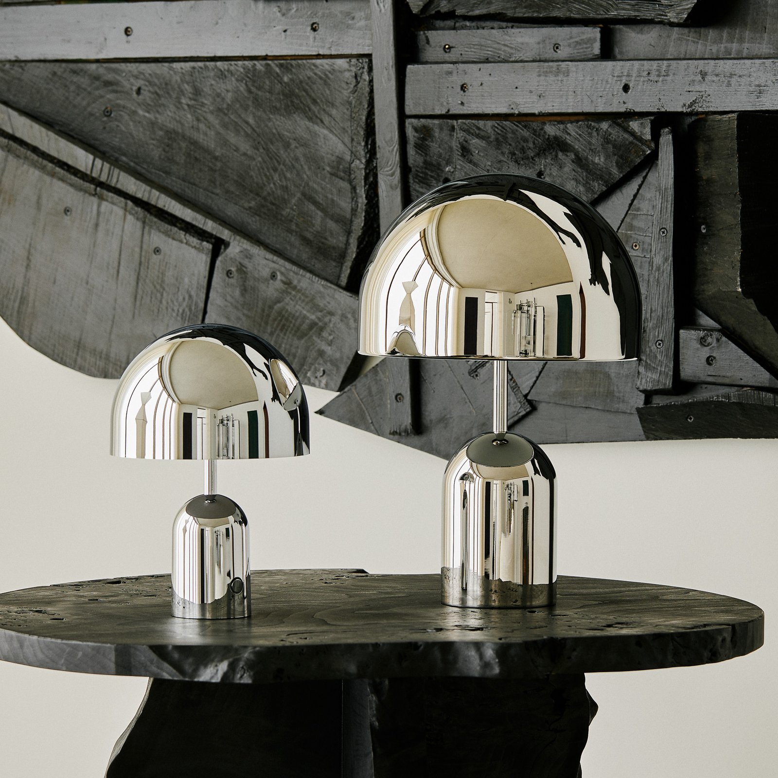 Tom Dixon LED table lamp Bell, silver-coloured, height 43 cm