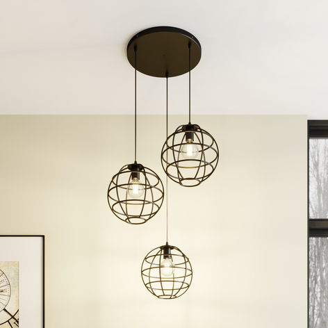Kooi hanglamp Bekira, drie lampjes, gebundeld