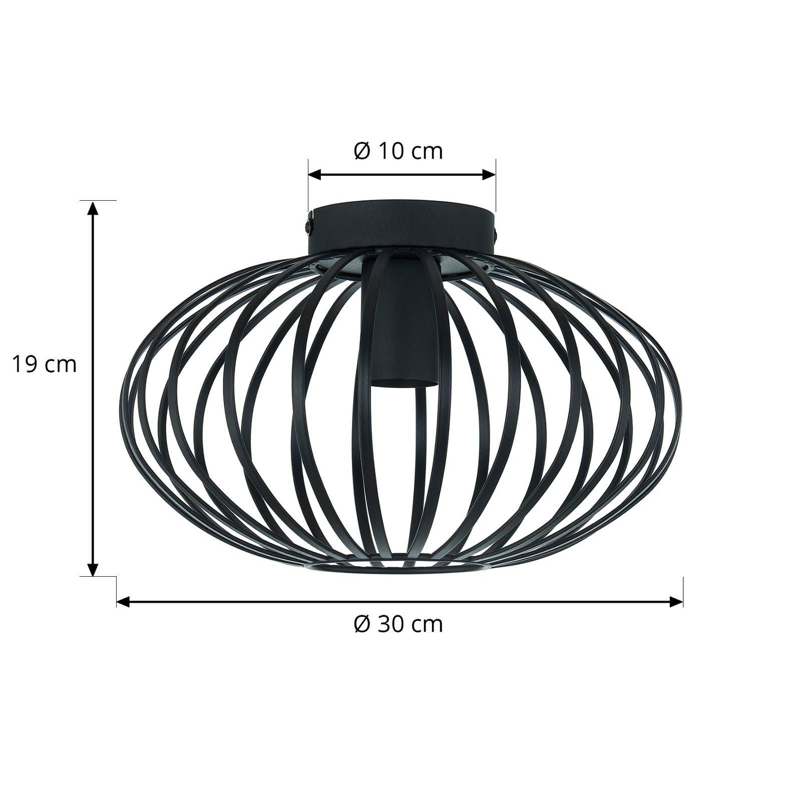 Lampa sufitowa Lindby Maivi, czarna, 30 cm, żelazo, klatka