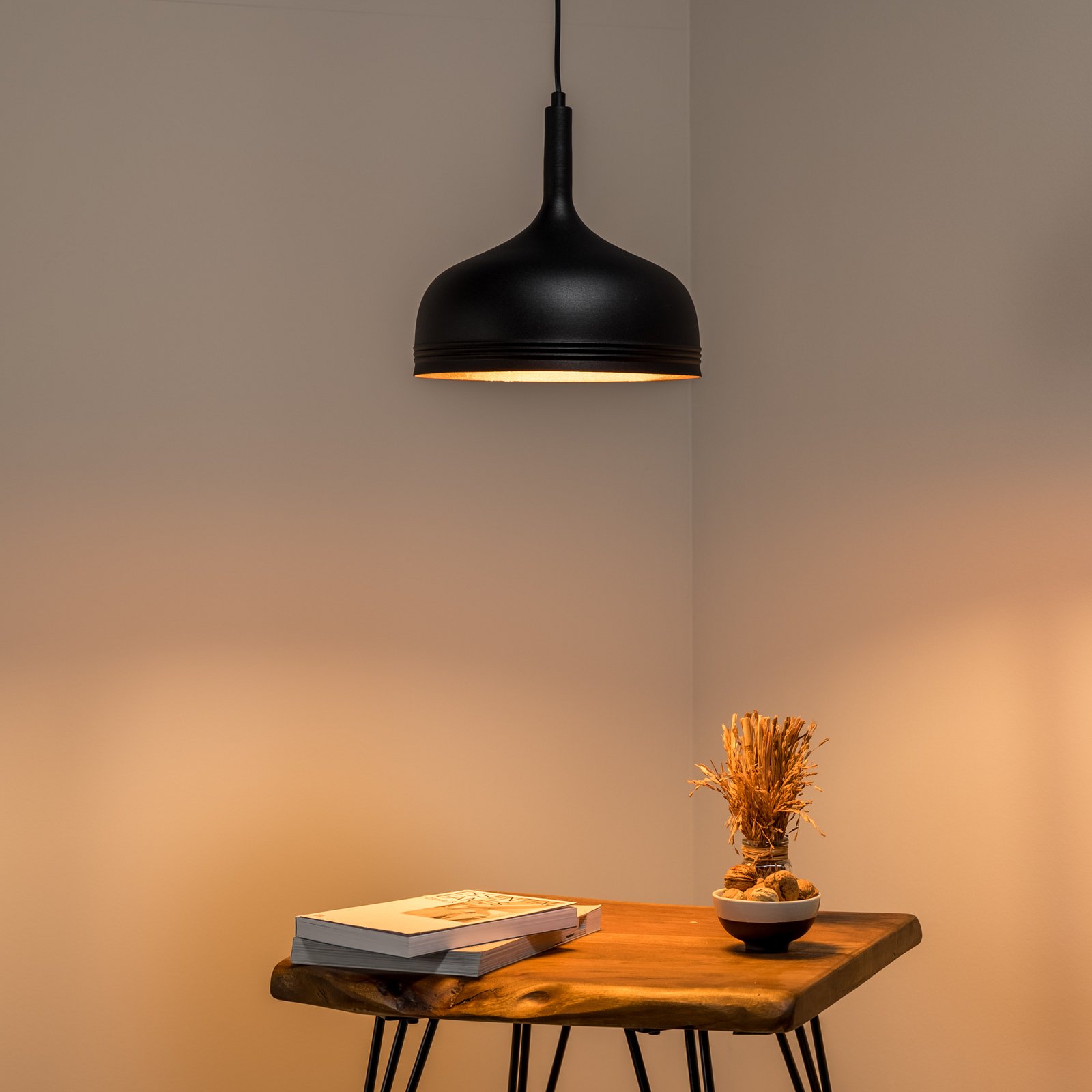 Berceste hanglamp 187BLACK-S, zwart, metaal, Ø 30 cm