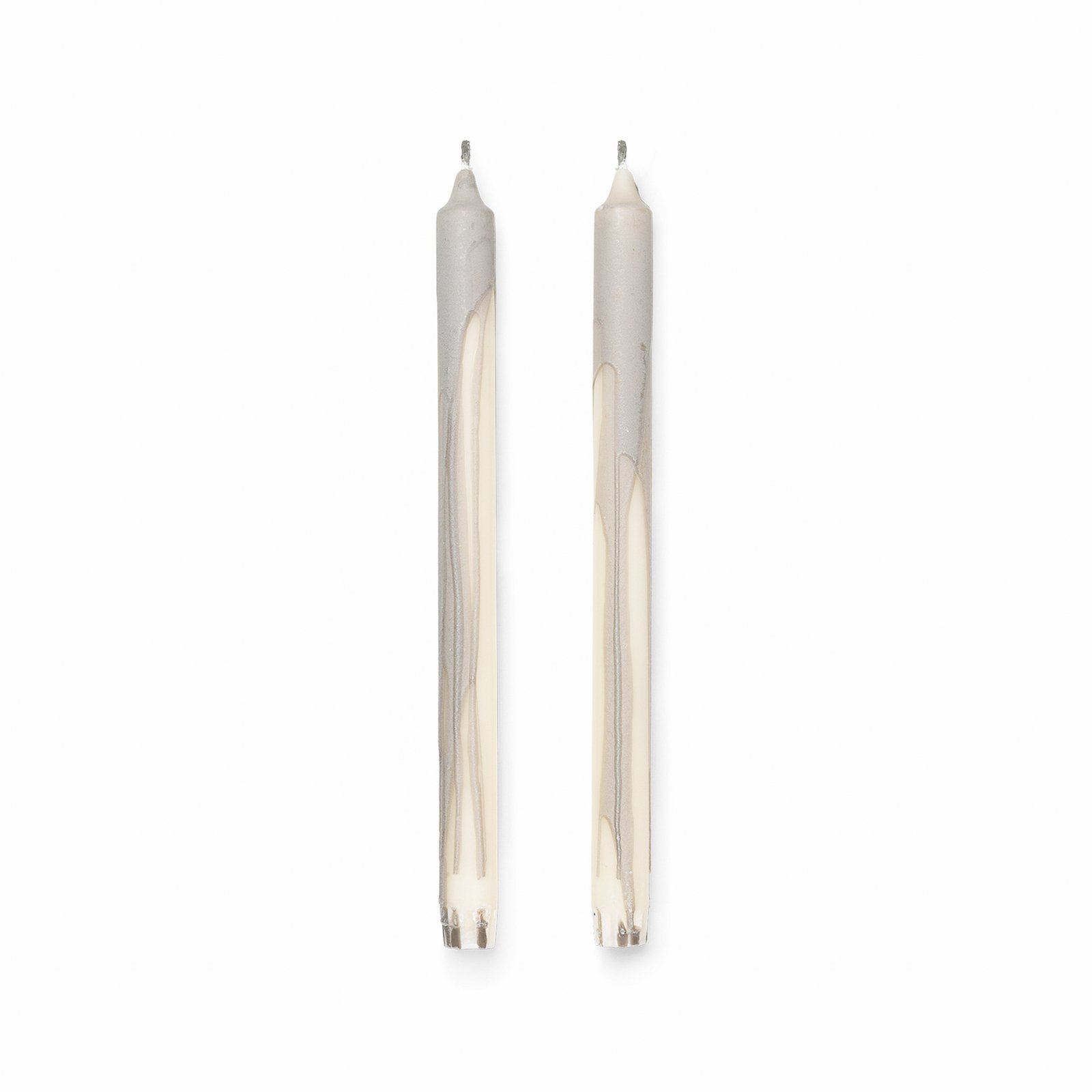 ferm LIVING Kaars Dryp, grijs, hoogte 30 cm, stearine, set van 2