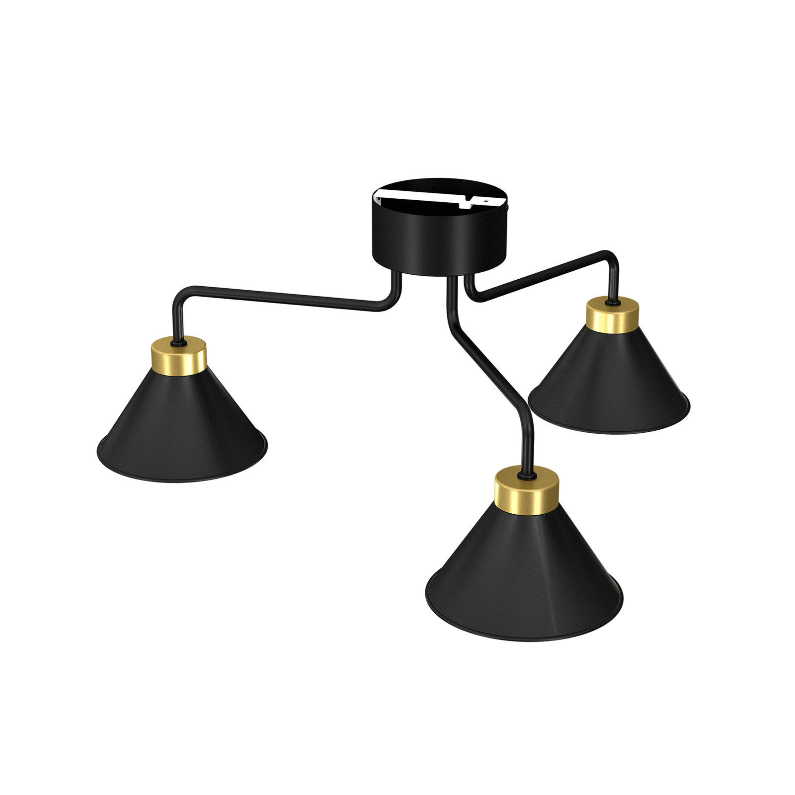 Maro ceiling lamp, black, 3-bulb