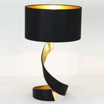 Lampada da tavolo Vortice, nero-oro