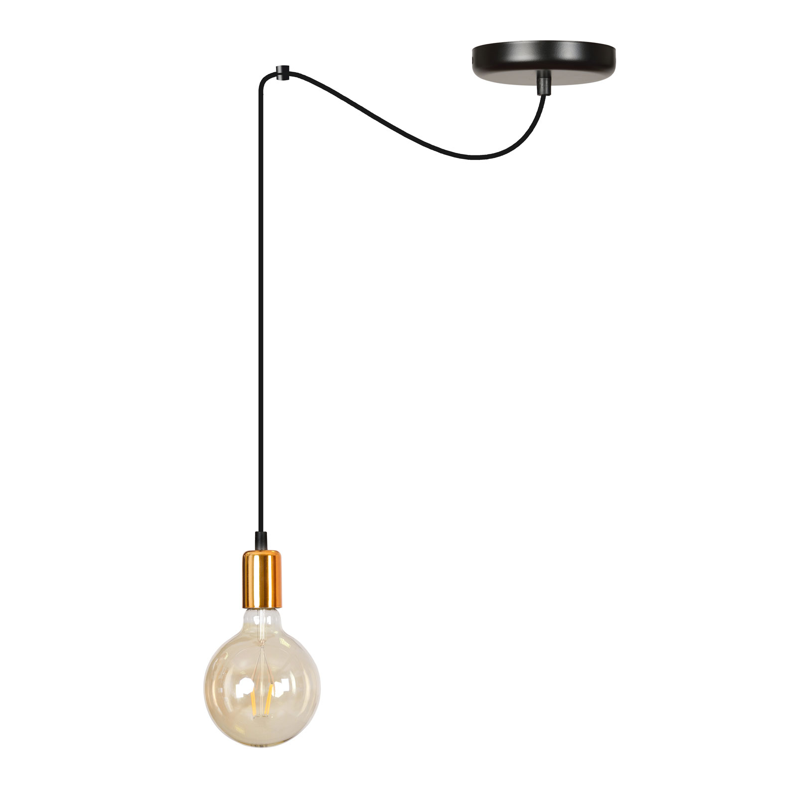 Hanglamp Spark 1 1-lamp, zwart-koper