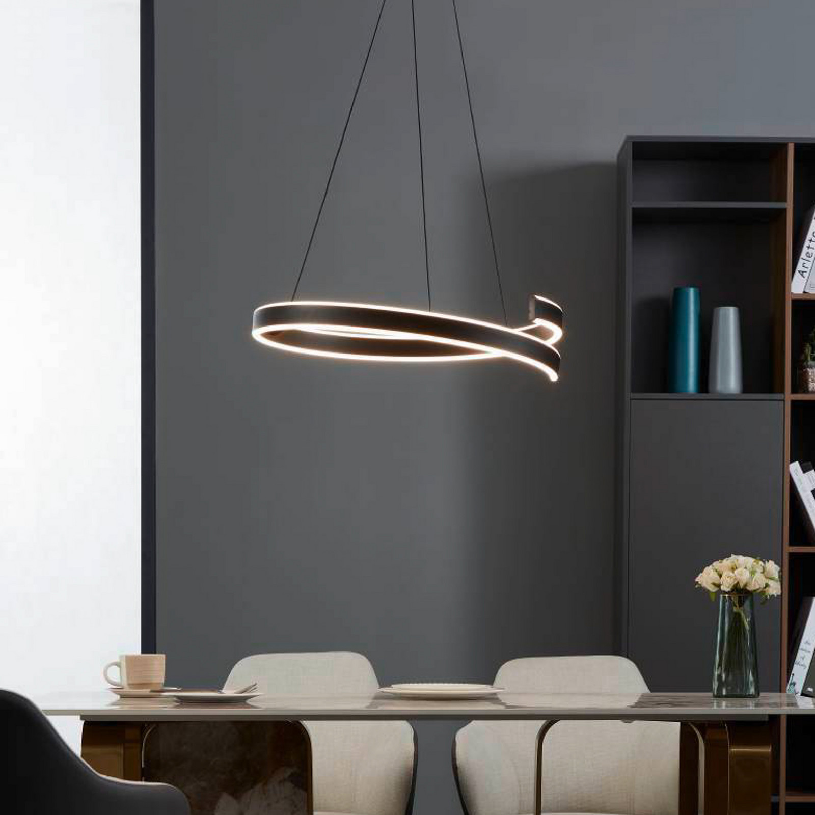 EGLO connect Lampă suspendată LED Andabaia-Z negru - Camera de zi / sufragerie - Modern - negru alb - Metal